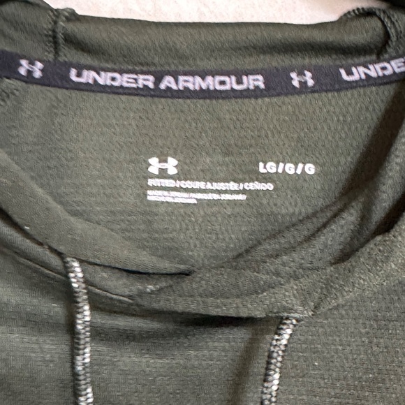 2 Under Armour Men's Hoodie Large Green & Blue Hooded Fitted Long Sleeve Shirt - Picture 7 of 12
